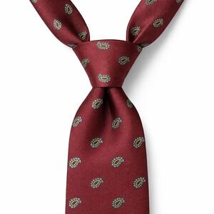 Vtg Rivetz of Boston Silk Tie OS Burgundy Paisley Hand Block Printed English